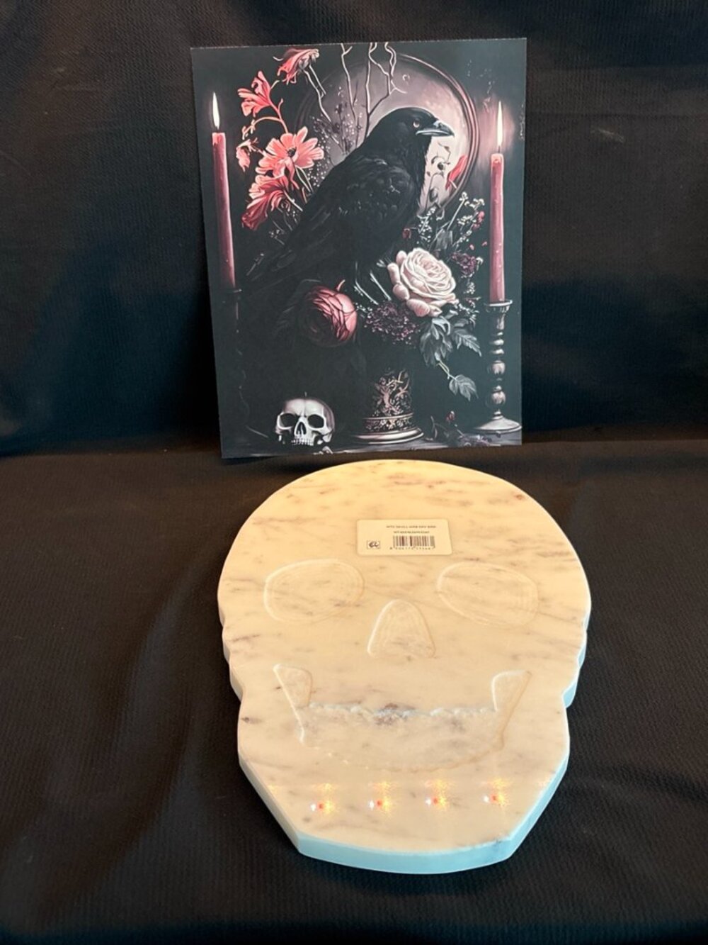 Marble Skull Serving Board Halloween Charcuterie Platter